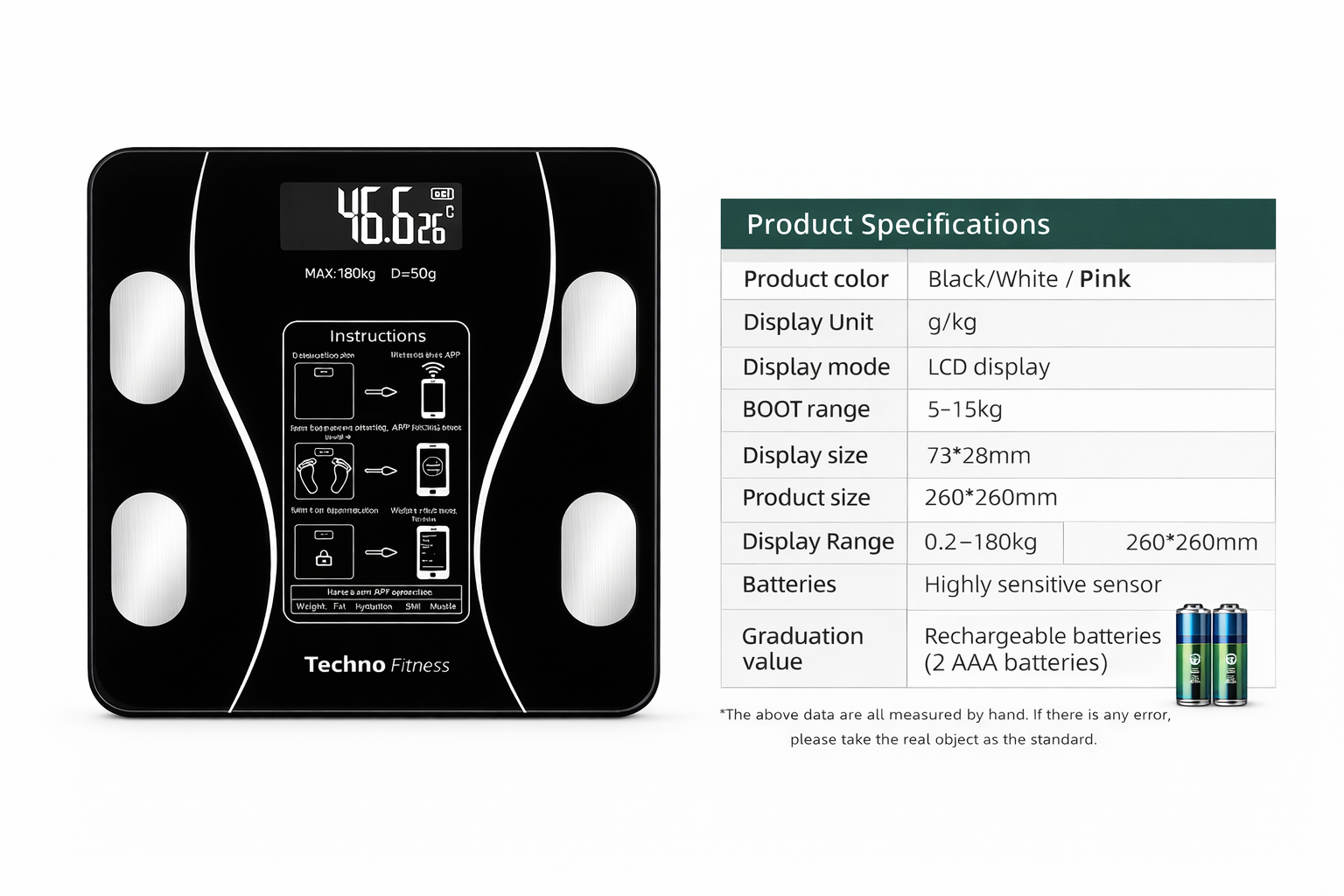 DB-Scale Digital Weight Scale With Battery Design With Bluetooth (Techno Fitness Brand) - Image 2