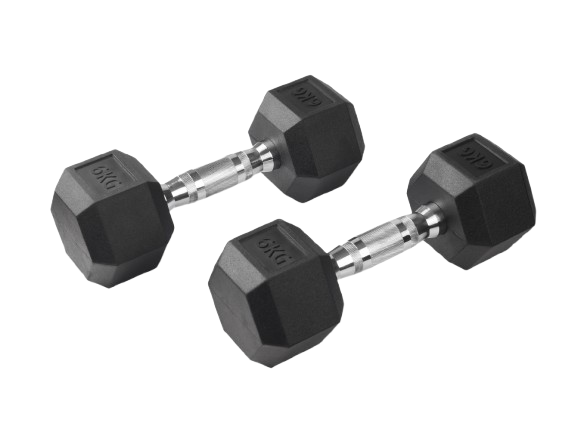 BT-006-W -35kg Rubber Hex Dumbbells/Weights